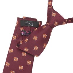 Burgundy Pomeranian Dog Embroidered Tie