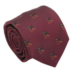 Burgundy Rottweiler Dog Embroidered Tie