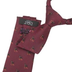 Burgundy Rottweiler Dog Embroidered Tie