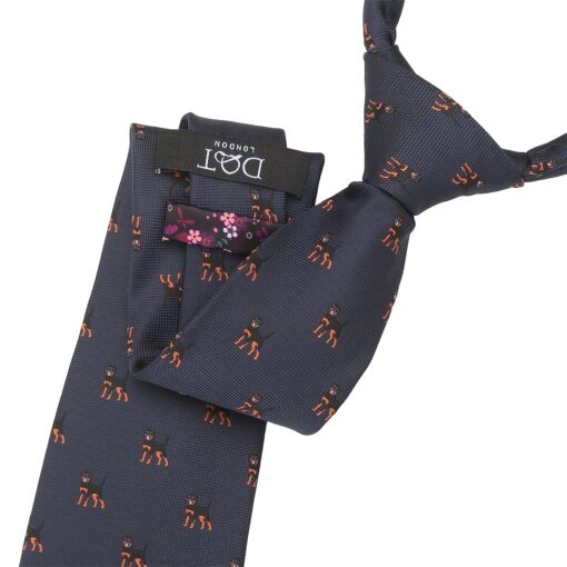 Navy Blue Rottweiler Dog Embroidered Tie