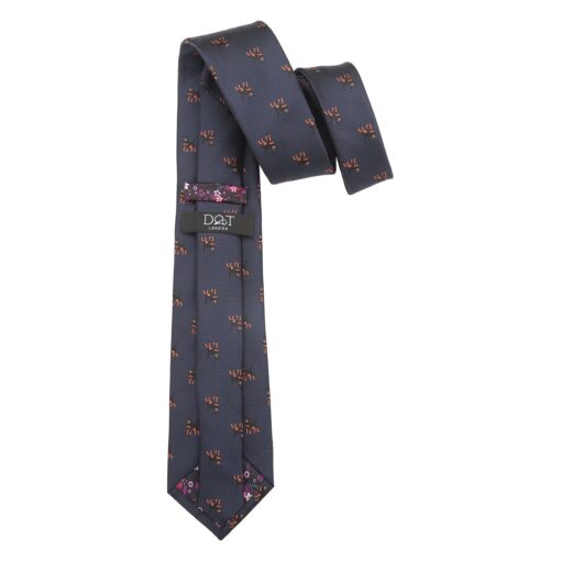 Navy Blue Rottweiler Dog Embroidered Tie