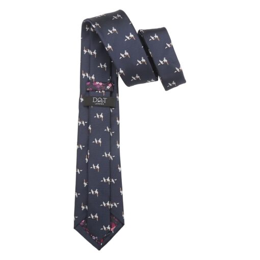Navy Blue English Springer Spaniel Dog Embroidered Tie