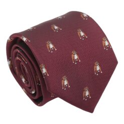 Burgundy Staffordshire Bull Terrier Dog Embroidered Tie