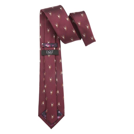 Burgundy Staffordshire Bull Terrier Dog Embroidered Tie