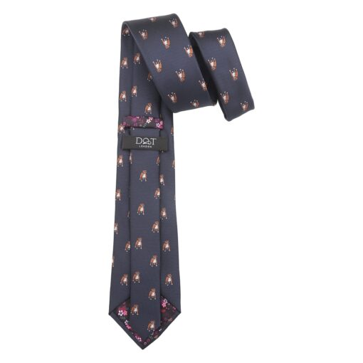 Navy Blue Staffordshire Bull Terrier Dog Embroidered Tie