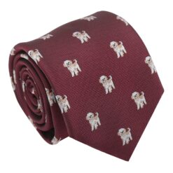 Burgundy Shih Tzu Dog Embroidered Tie