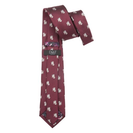 Burgundy Shih Tzu Dog Embroidered Tie