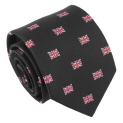 Navy British Union Jack Flag Embroidered Tie