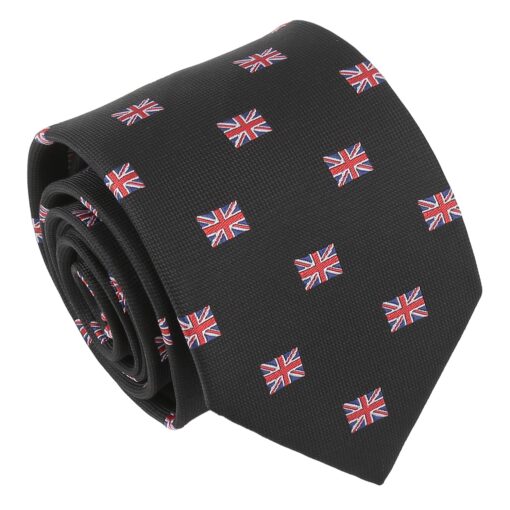 Navy British Union Jack Flag Embroidered Tie