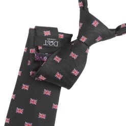 Navy British Union Jack Flag Embroidered Tie