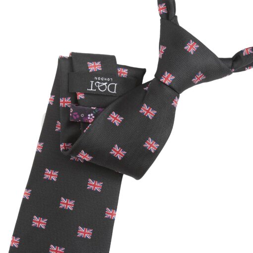 Navy British Union Jack Flag Embroidered Tie