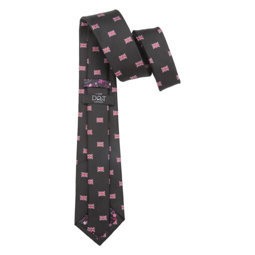 Navy British Union Jack Flag Embroidered Tie