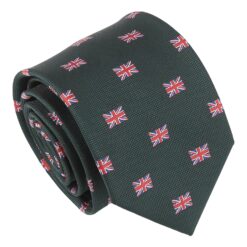 Emerald Green British Union Jack Flag Embroidered Tie