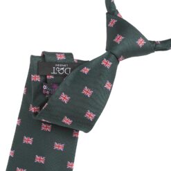 Emerald Green British Union Jack Flag Embroidered Tie