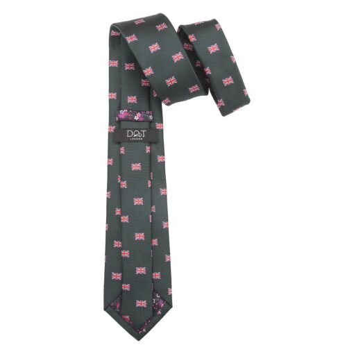 Emerald Green British Union Jack Flag Embroidered Tie