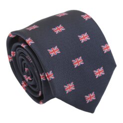 Black British Union Jack Flag Embroidered Tie