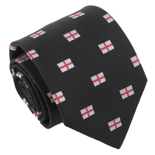 Black St Georges Flag Embroidered Tie