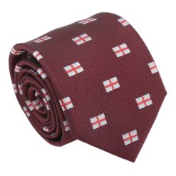 Burgundy St Georges Flag Embroidered Tie