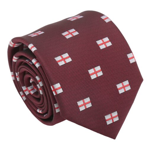 Burgundy St Georges Flag Embroidered Tie