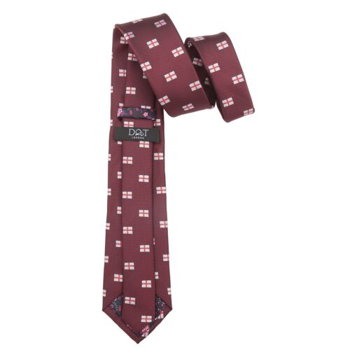Burgundy St Georges Flag Embroidered Tie