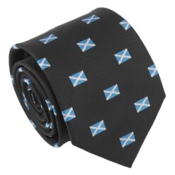 Black Scottish Flag Embroidered Tie