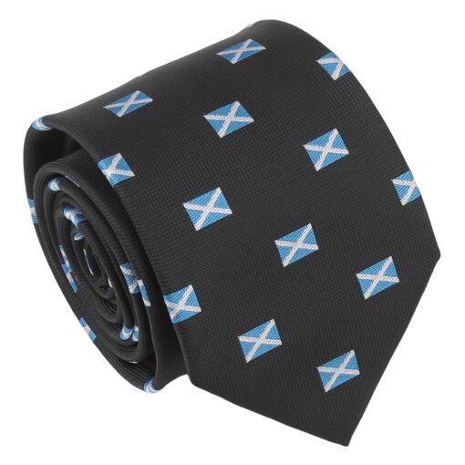 Black Scottish Flag Embroidered Tie