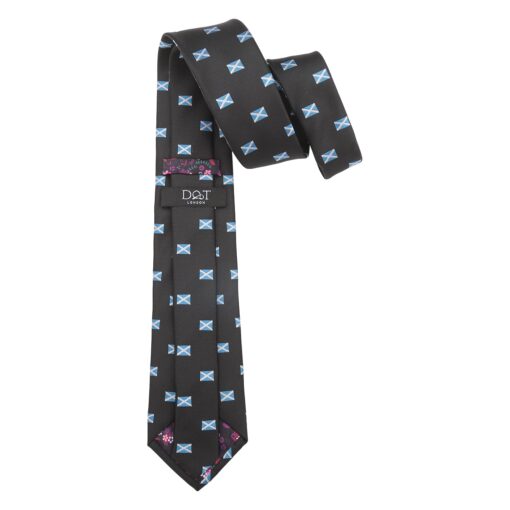 Black Scottish Flag Embroidered Tie