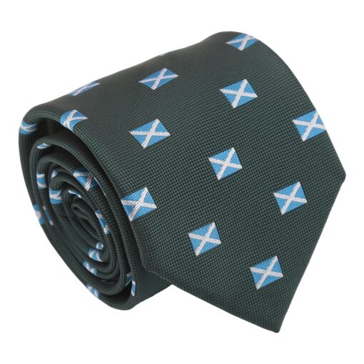 Emerald Green Scottish Flag Embroidered Tie