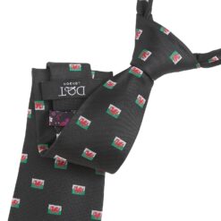 Black Welsh Flag Embroidered Tie