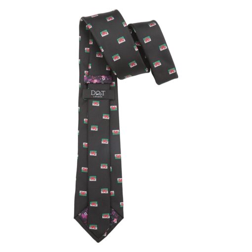 Black Welsh Flag Embroidered Tie