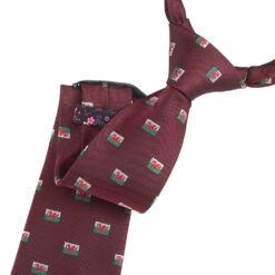 Burgundy Welsh Flag Embroidered Tie