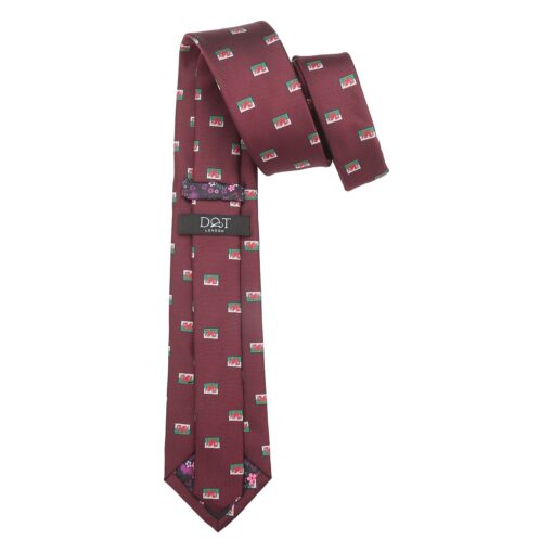Burgundy Welsh Flag Embroidered Tie
