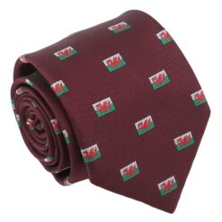 Burgundy Welsh Flag Embroidered Tie