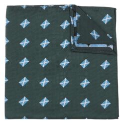 Emerald Green Scottish Flag Embroidered Pocket Square