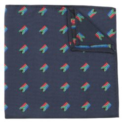 Navy Blue South African Flag Embroidered Pocket Square
