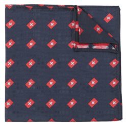 Navy Blue Swiss Flag Embroidered Pocket Square