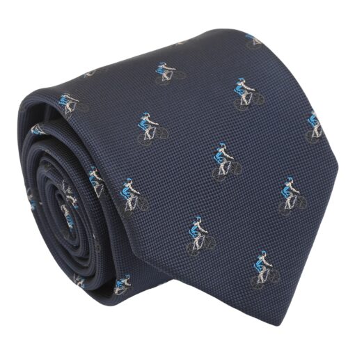 Navy Blue Cycling Sports Embroidered Tie