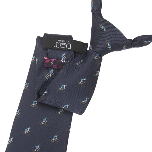 Navy Blue Cycling Sports Embroidered Tie
