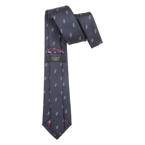 Navy Blue Cycling Sports Embroidered Tie