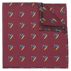 Burgundy Surfing Embroidered Pocket Square
