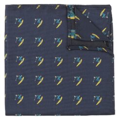 Navy Blue Surfing Embroidered Pocket Square