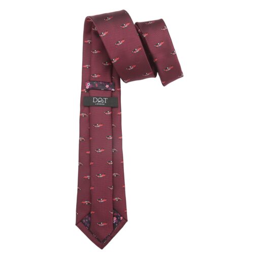 Burgundy Racing Car Sports Embroidered Tie
