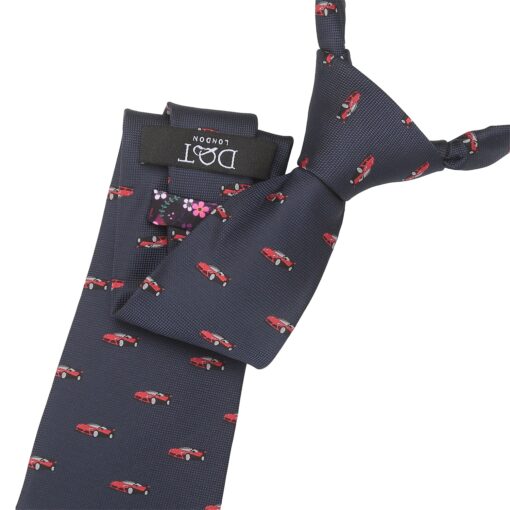 Navy Blue Racing Car Sports Embroidered Tie