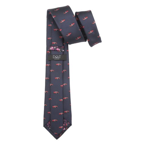 Navy Blue Racing Car Sports Embroidered Tie