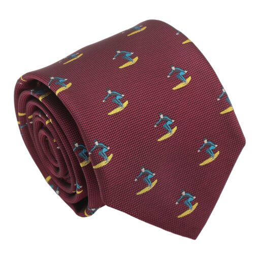 Burgundy Surfing Sports Embroidered Tie