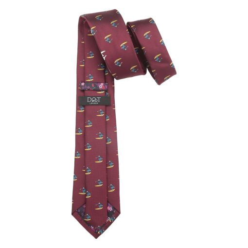Burgundy Surfing Sports Embroidered Tie
