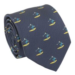 Navy Blue Surfing Sports Embroidered Tie