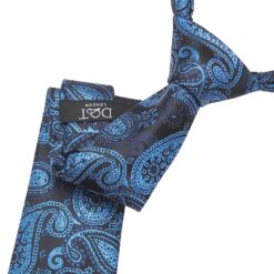 Blue & Black Metallic Paisley Bohemian Tie
