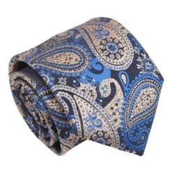 Blue & Black Metallic Paisley Bohemian Tie