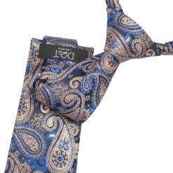 Blue & Black Metallic Paisley Bohemian Tie